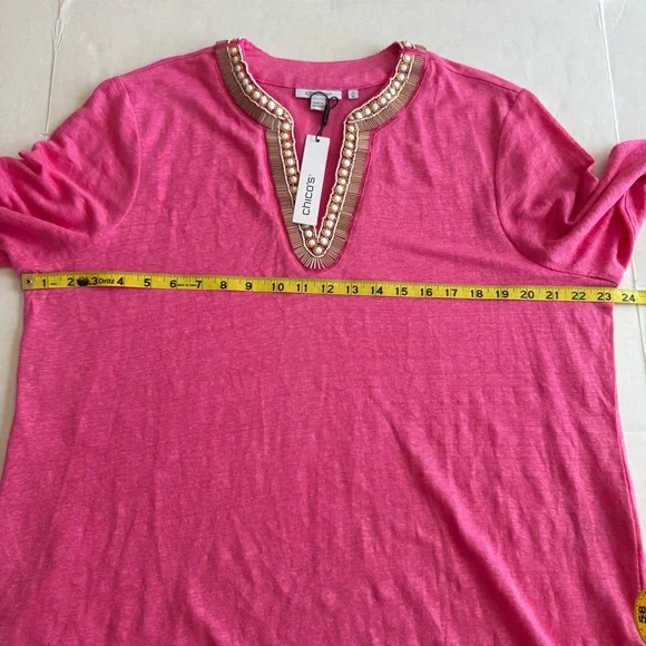 Chico’s Linen Embellished Tunic New - Picture 13 of 16